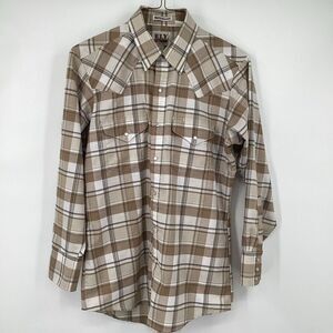 Mens Ely Cattleman wrinkle resistant Long Sleeved Pearl Snap‎ Western Shirt M